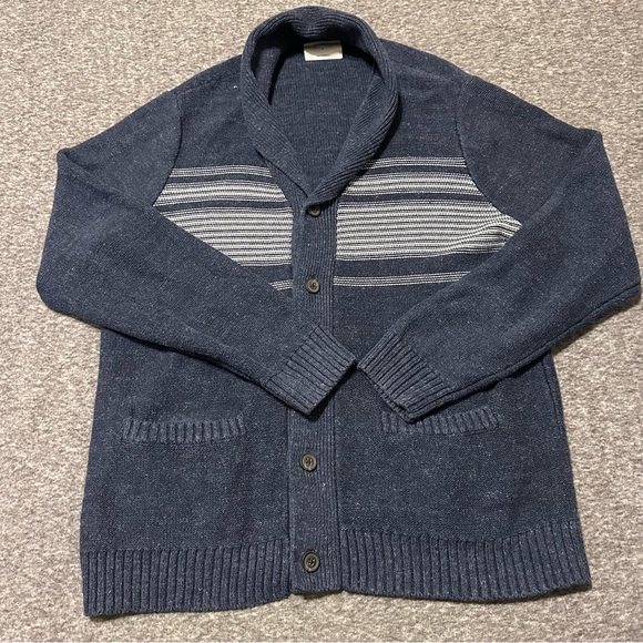 Old Navy Shawl Collar Button Front Cardigan Men’s XL Striped Pockets Grandpa - Picture 1 of 9